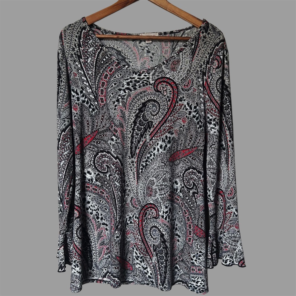 C&B Paisley Print Long Sleeve Bell Sleeve Top | M  | Loose Fit PaisleyPrint